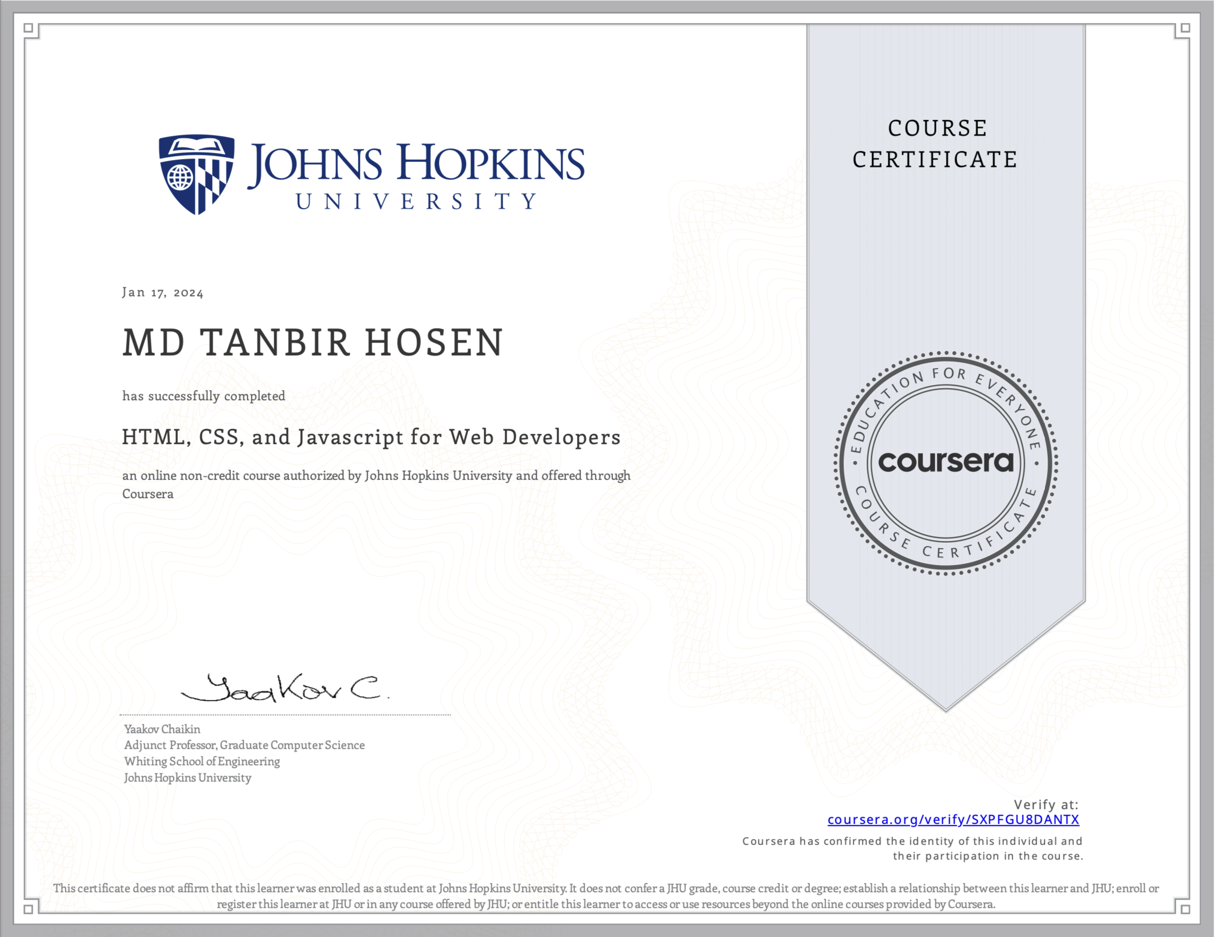 Extra Curricular Certificate